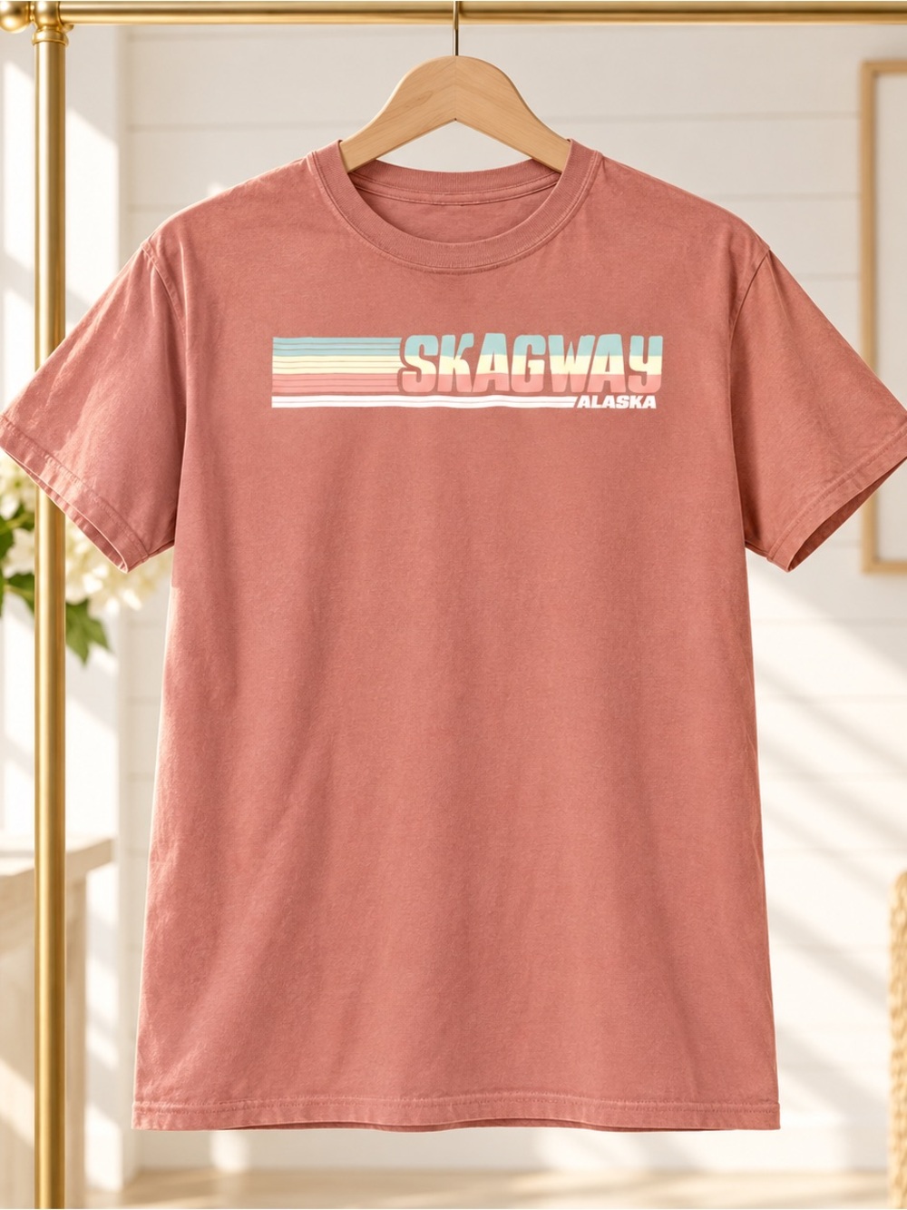 Techstyles Men's Rusty Rose Skagway Alaska Graphic Tee NWT